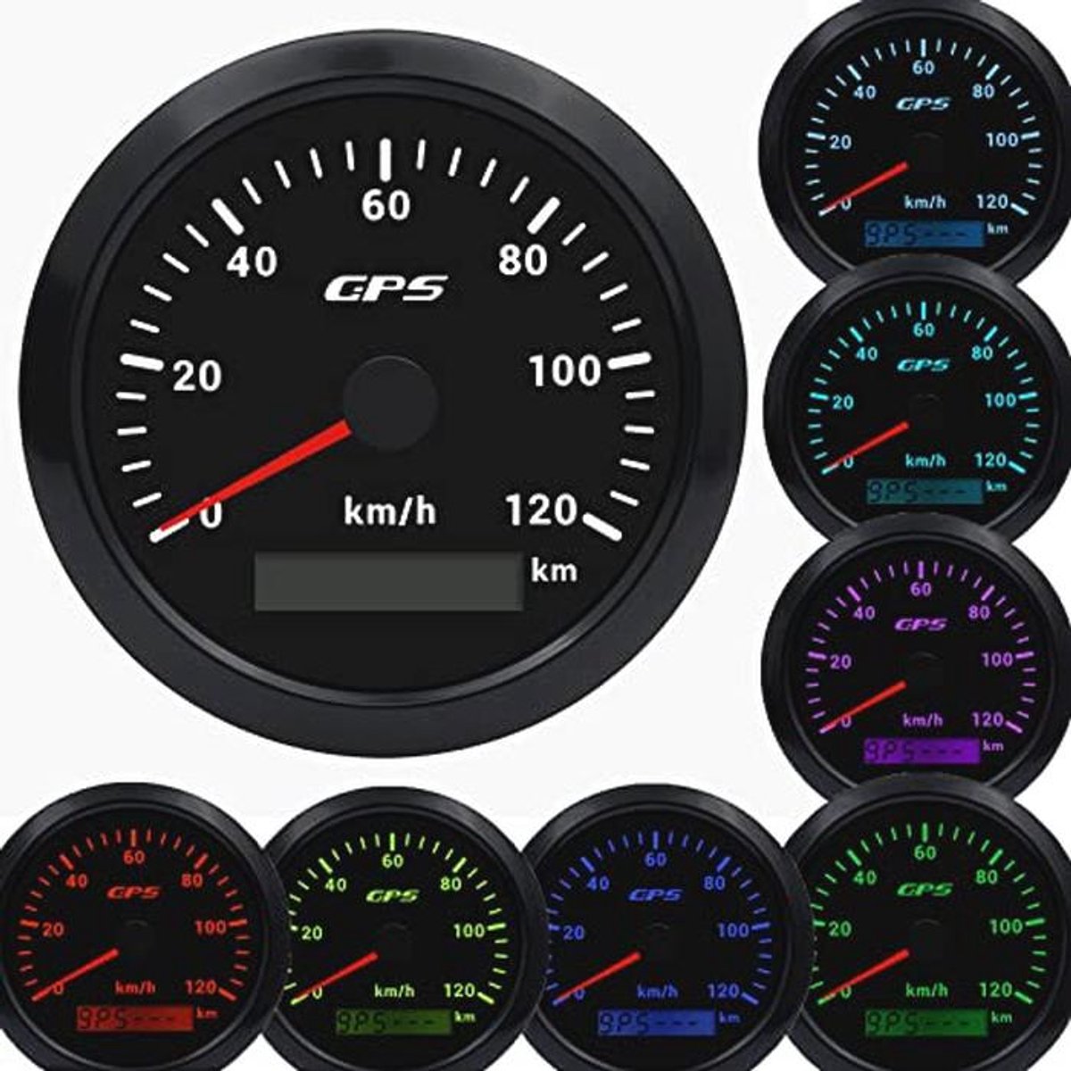 GPS Snelheidsmeter met 7 Kleuren Backlight voor Motorfiets, Boot en Auto