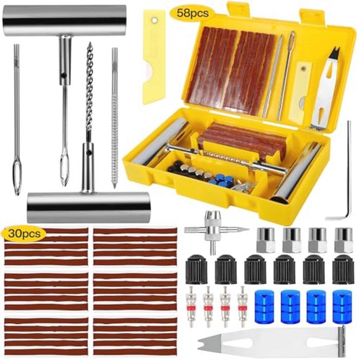 58-delige heavy duty bandenreparatieset voor autobanden