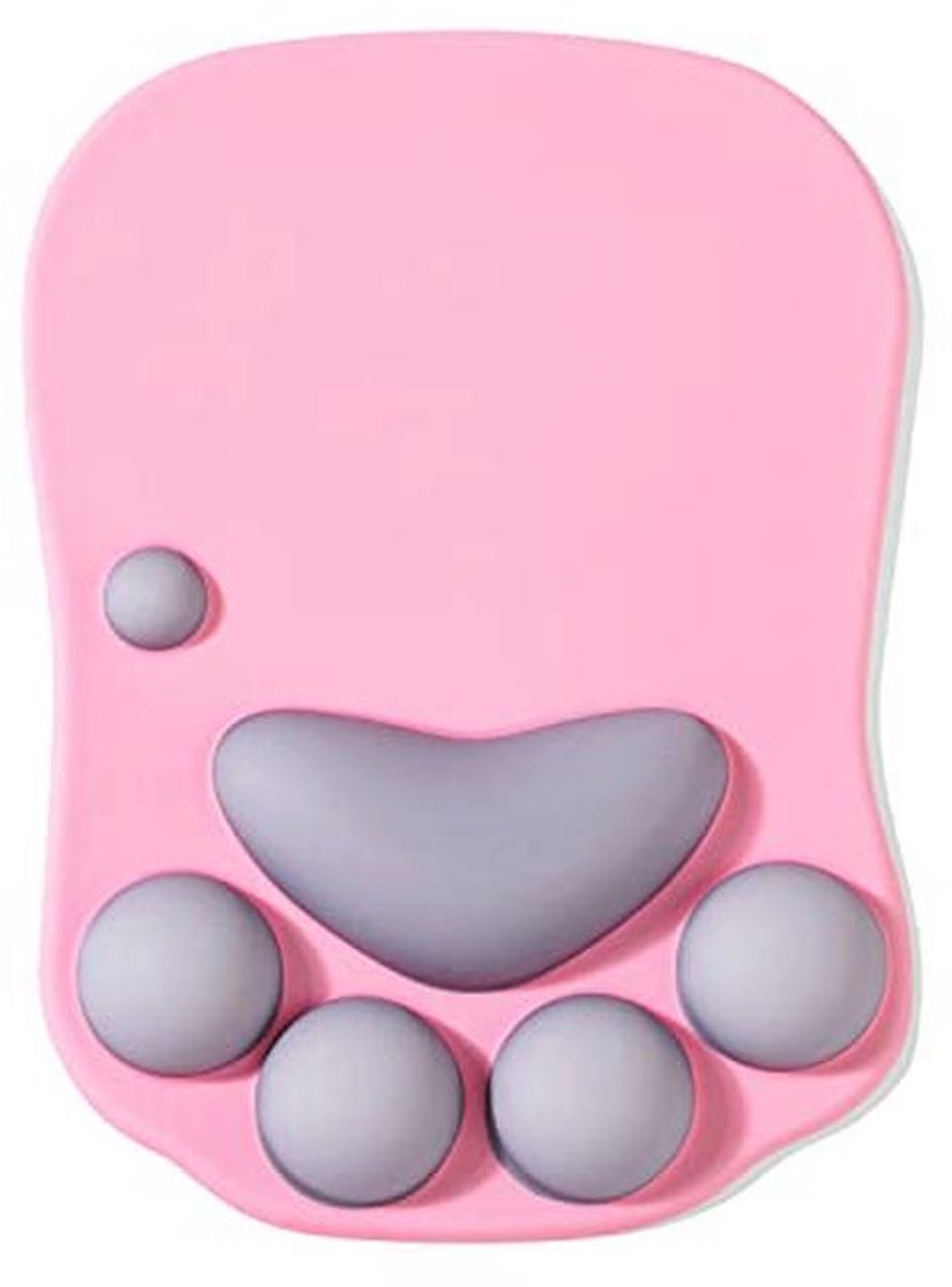 Ergonomisch Muismat met Polssteun - Zachte Siliconen Pad voor Thuis, Kantoor en Gaming - Roze en Grijs