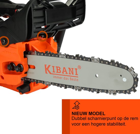 Kibani Kettingzaag Benzine - Incl. 2 kettingen, 2 zaagbladen, 2-takt Olie, Kettingolie, Veiligheidsbril, Gehoorbeschermer en Handschoenen - 25.4 cc / 1 pk 2-takt Motor - Easy-Startsysteem - Snoeizaag - Accessoires Pakket incl. Olie van Kibani — afbeelding 5
