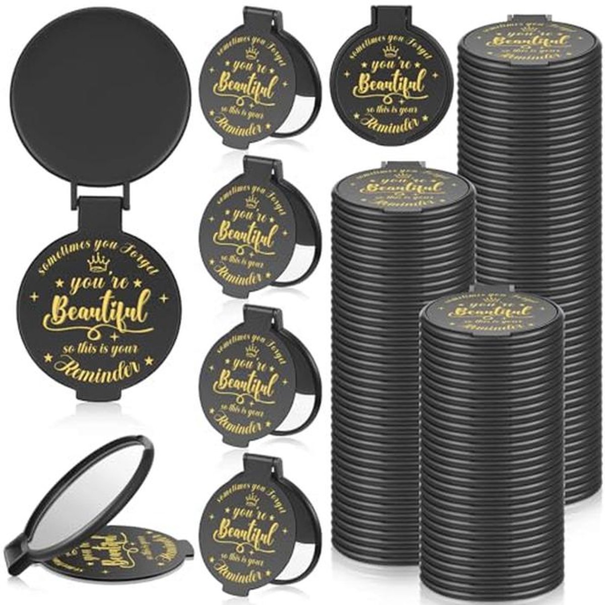 Inspirerende Compacte Spiegels - 100 Stuks Feestgeschenken voor Vrouwen