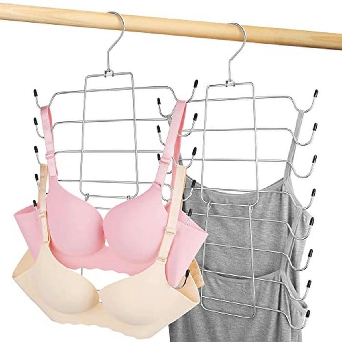 Set van 4 tanktophangers en beha-organizer voor ruimtebesparing