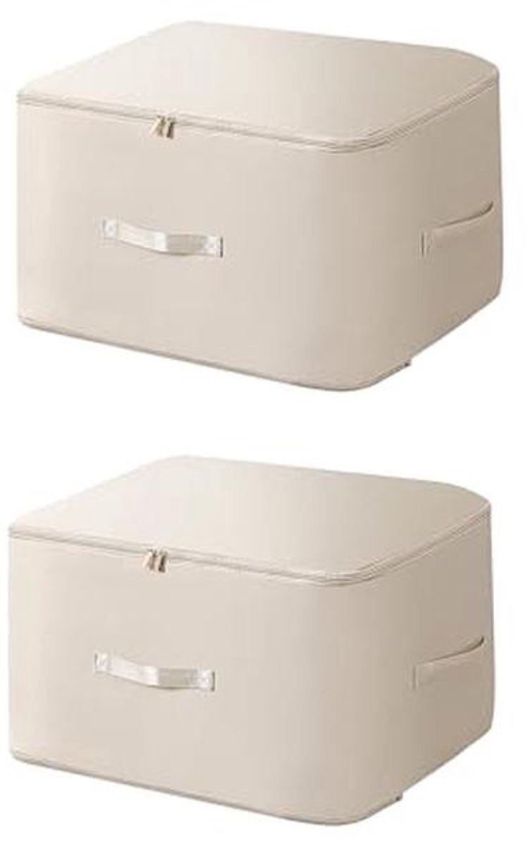Ruimtebesparende Comprimerende Organizers - 2 Stuks voor Handdoeken, Kleding en Dekens (Beige, L)