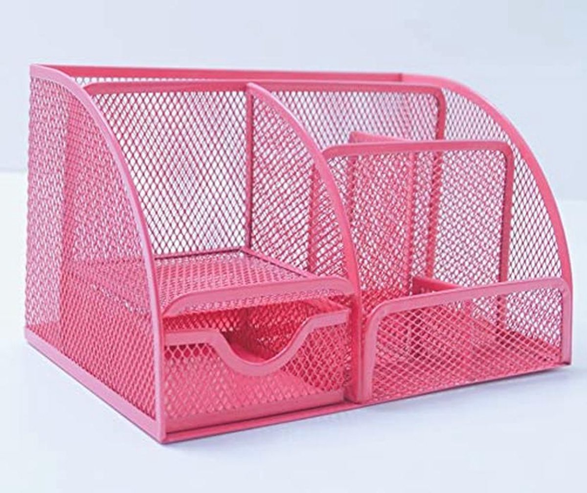 Multifunctionele Bureau-organizer met Lade en Sorteervakken in Roze