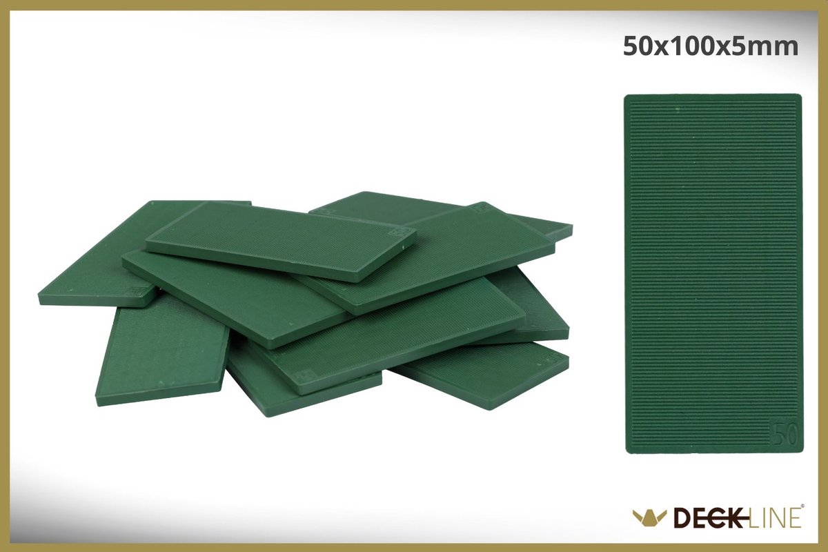 DECKLINE S5005 - Montage Wiggen - Groen - 50x100x5 mm - 100 Stuks - Duurzaam