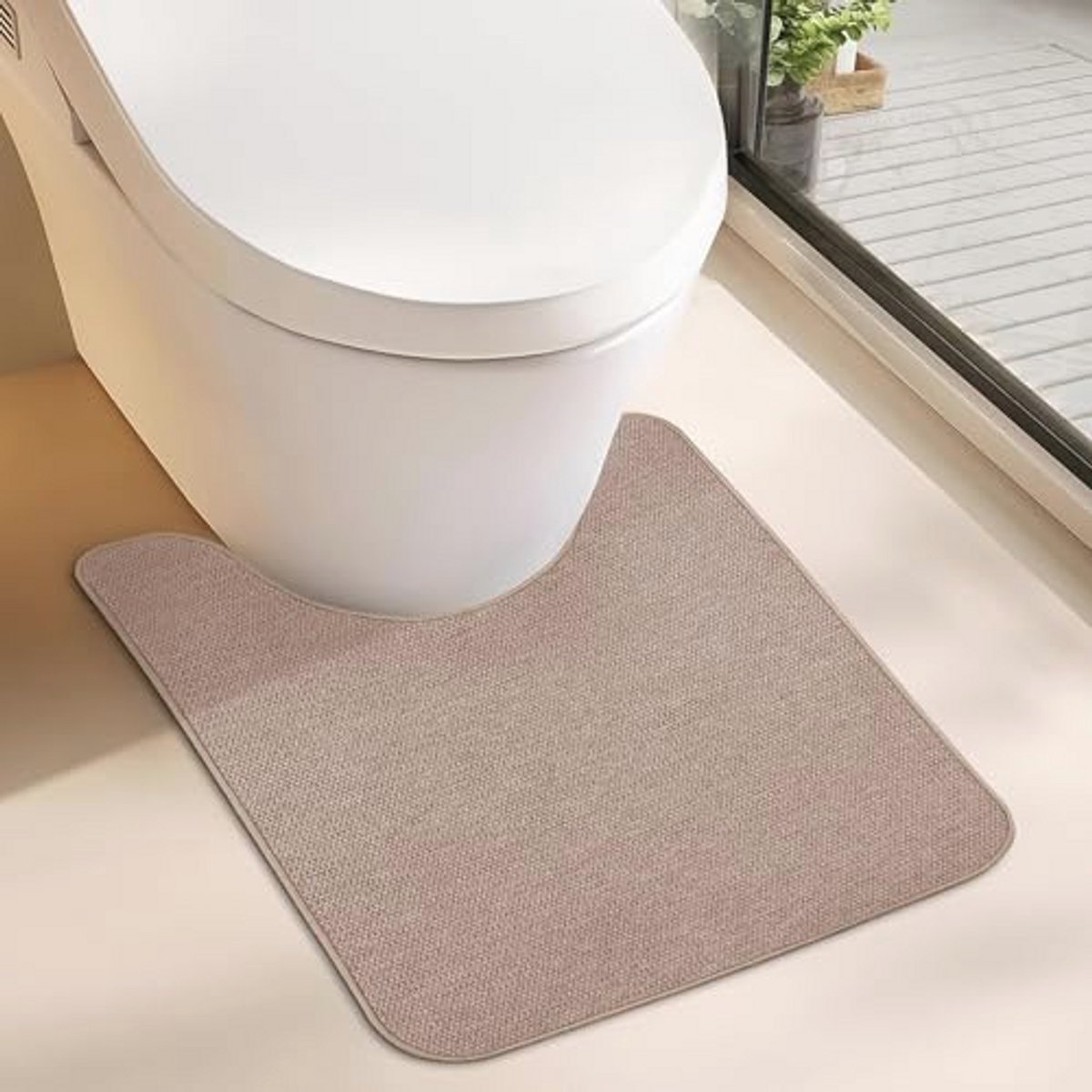 U-vormig badkamertapijt - Antislip, Sneldrogend en Machinewasbaar - Beige - 50 x 60 cm