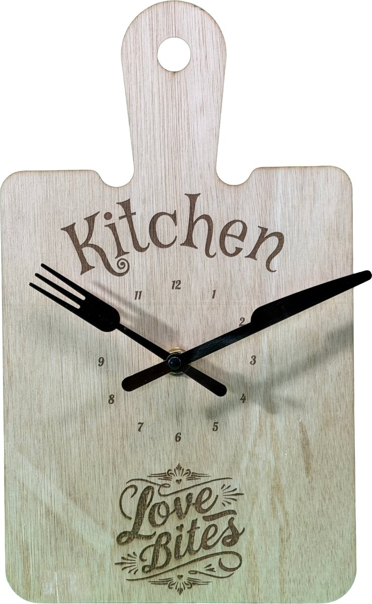 Houten keukenklok broodplankje
