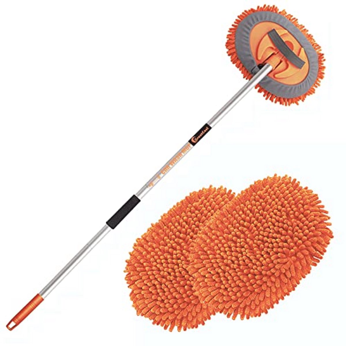 157,5 cm Autowasborstel Dweilset met Lange Steel - 2-in-1 Microvezel Spons voor Auto's, Vrachtwagens en SUV's