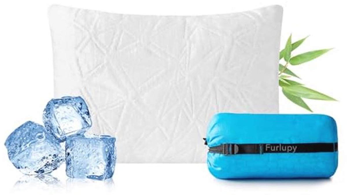 Koel Geleide Gel Memory Foam Kussen voor Reizen en Kamperen - Verstelbaar voor Contourondersteuning - Compact en Ideaal voor Op kantoor