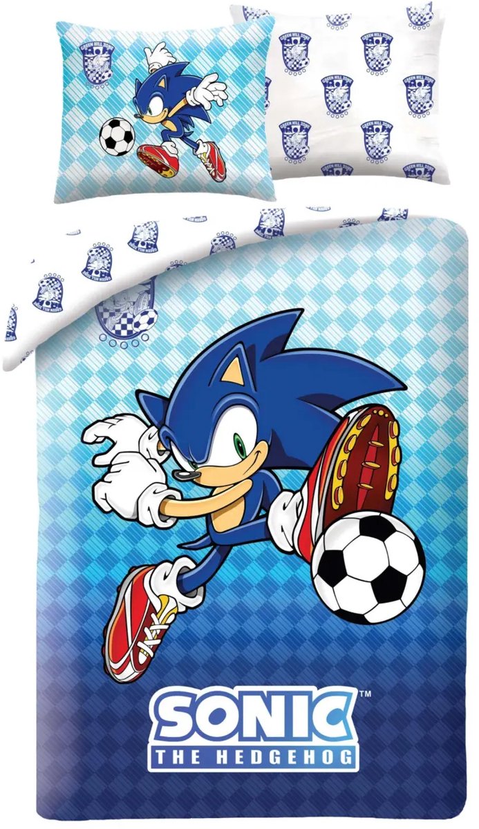 Sonic the Hedghog Dekbedovertrek, Voetbal - Eenpersoons - 140 x 200 + 70 x 90 cm - Polyester van Nickelodeon — afbeelding 3