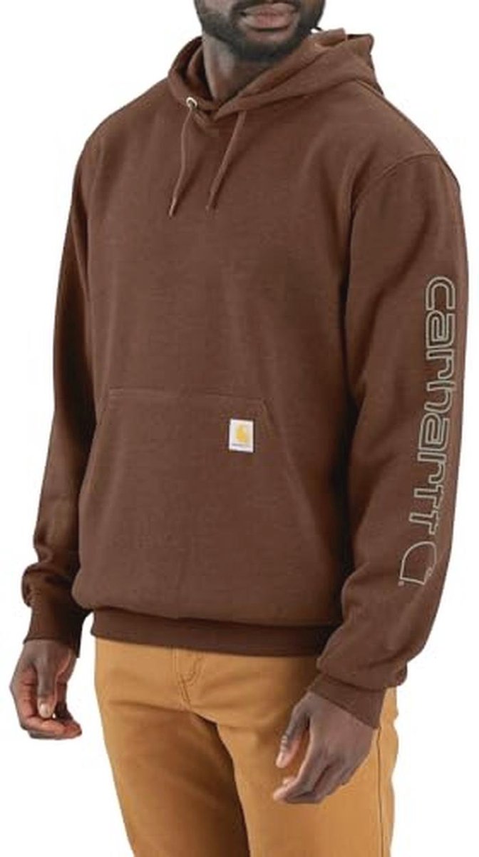 Herentrui met capuchon en mouwenlogo - Mocha Heather - 2XL