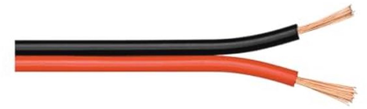 Luidsprekerkabel 2 x 0,5 mm² - Audiokabel voor Subwoofer en Speakers - Koper - Rood/Zwart - 50 m