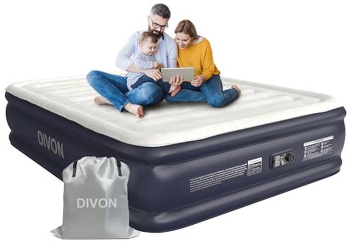 Opblaasbaar Queen luchtmatras met ingebouwde pomp - 18" verhoogde zelfopblazende matras, 2 minuten inflatie, 660 lbs max draagvermogen