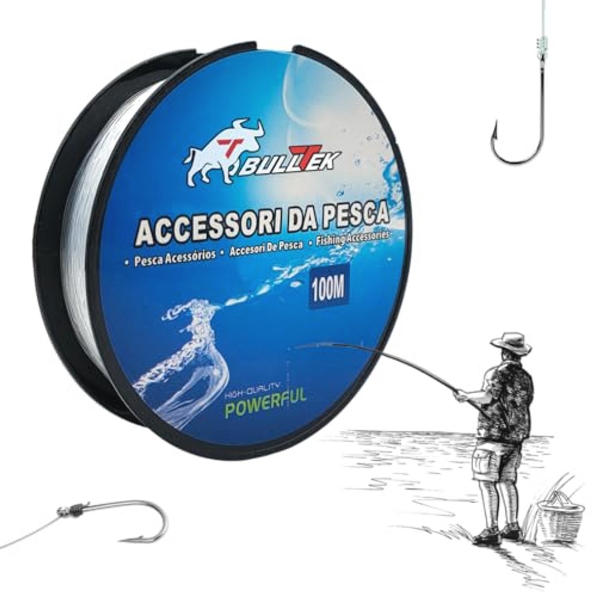 Transparante Nylon Hengellijn 100m - 0,3mm, Monofilament, Slijtvast, Geschikt voor Zee- en Rivier