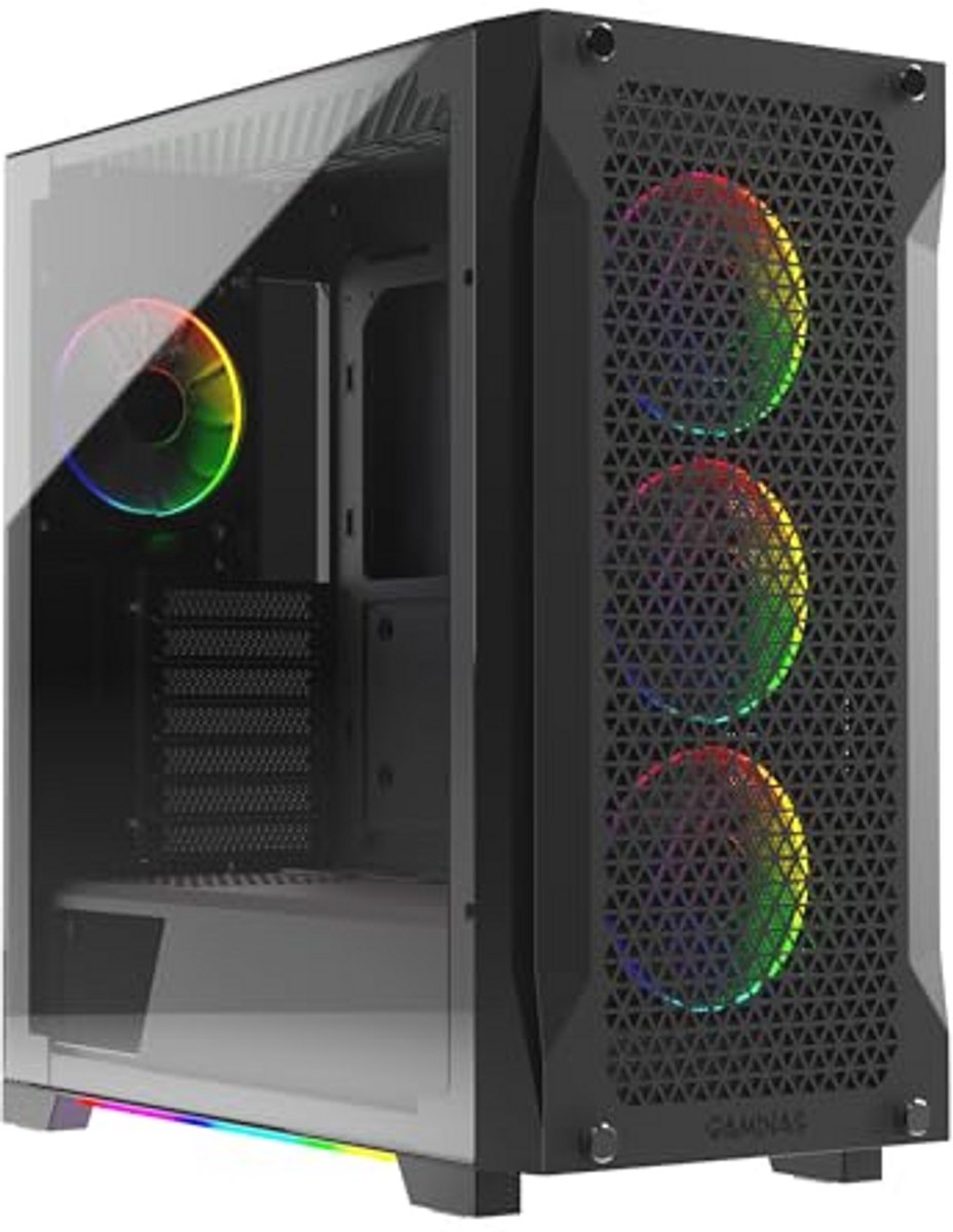 ATX Mid Tower Gaming PC-behuizing met Gehard Glas, ARGB Ventilatoren en Excellent Luchtstroomontwerp