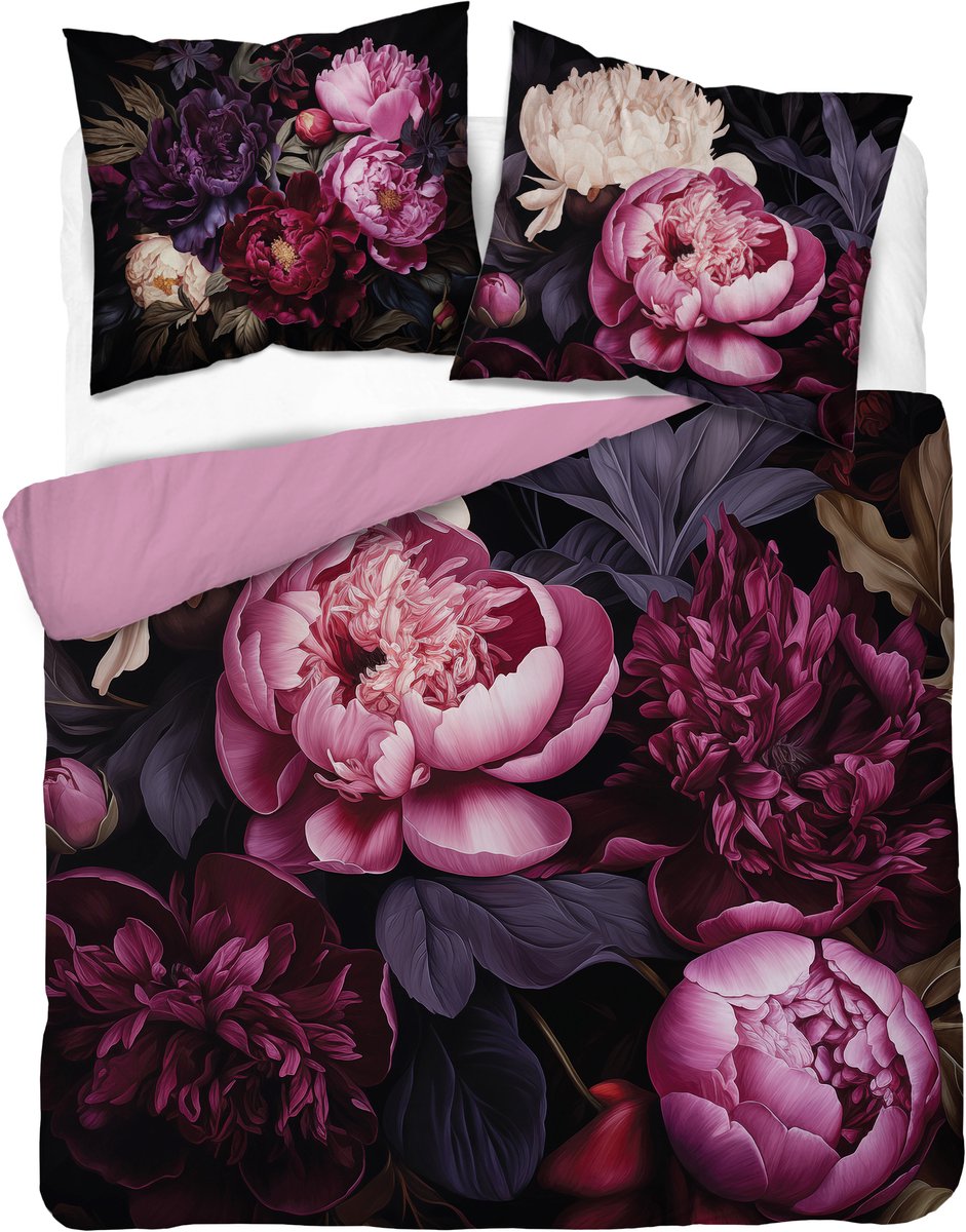Bloemen Pioenrozen Dekbedovertrek 220x200cm Katoen Duurzaam 2in1