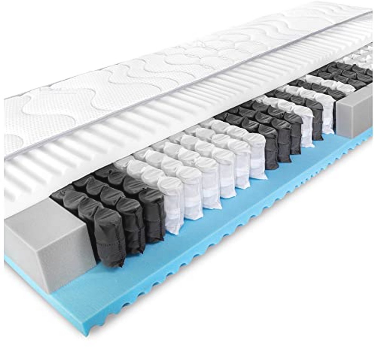 Pocketveringmatras 90 x 200 cm - Orthopedisch 7 Zones, Hardheidsgraad H4, Öko-Tex Gecertif