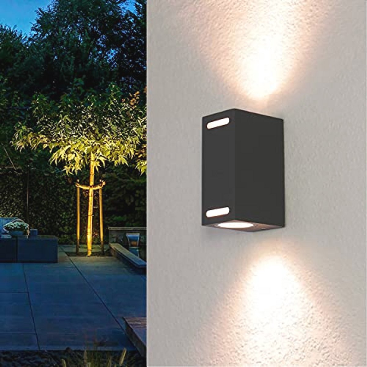 Compacte vierkante wandlamp voor buiten met GU10 verlichting - Up Down spotlight
