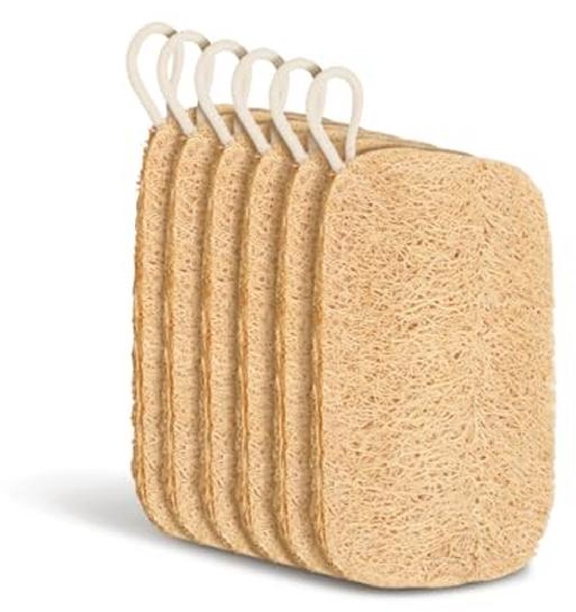 Natuurlijke Luffa-sponzen - Set van 6 voor Keuken en Badkamer - 11 x 7,5 cm