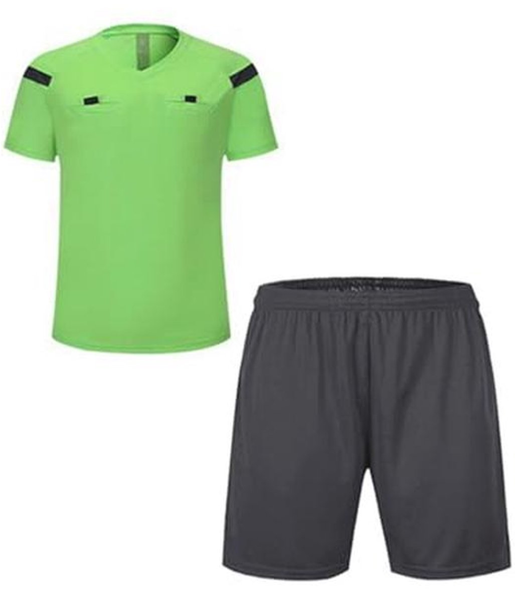 Voetbal Scheidsrechter Shirt en Shorts Set Korte Mouwen
