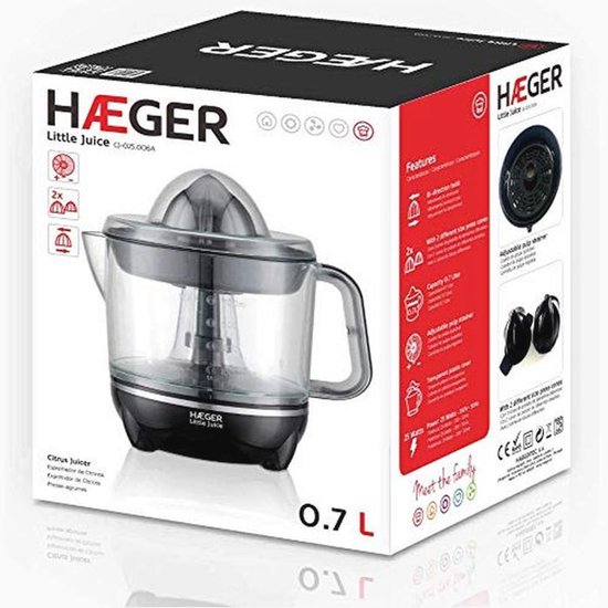 Citruspers met 700 ml capaciteit en 25 W vermogen - Bidirectionele kegelrotatie en 2 kegels — afbeelding 2