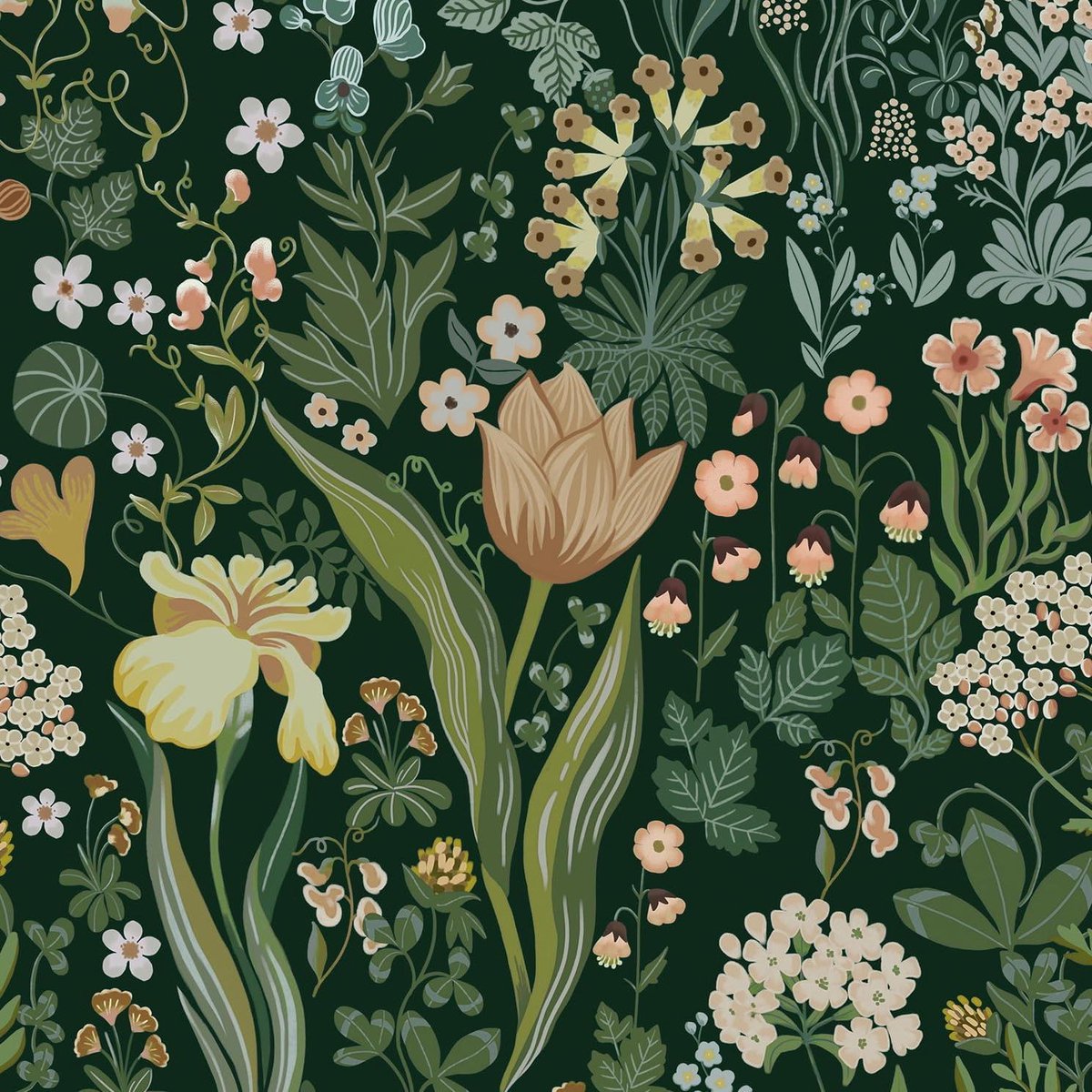 Provento - Groen Bloemen Behang Zelfklevend 44x300 cm Waterdicht Meubeldecoratie Woonkamer Slaapkamer Wanddecoratie