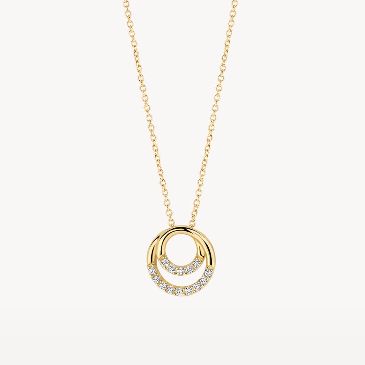 Blush gouden ketting Blush Collier 3193YZI | Collier met anker schakel en pavé zetting | cadeau sieraden dames elegante stijl zirkonia helder