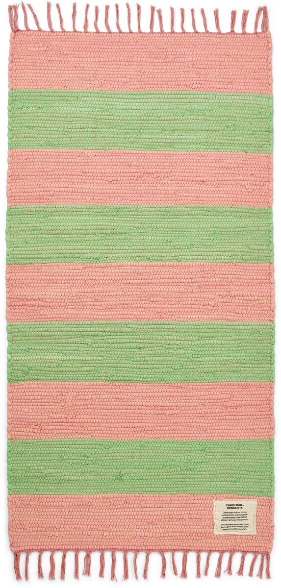 Bongusta Chindi Rug bubblegum & bright green - vloerkleed roze & groen - 60x 120 cm