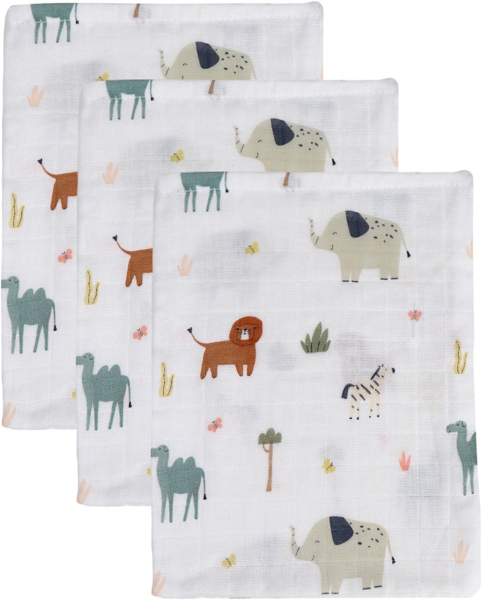 MamaLoes Jungle 15 x 21 cm 3 Stuks Hydrofiel Washandjes