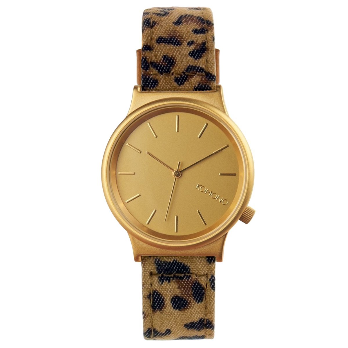 Komono Wizard Print Leopard KOM-W1802 - Horloge - 36 mm - Leer - Bruin