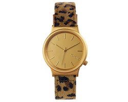 Komono Wizard Print Leopard KOM-W1802 - Horloge - 36 mm - Leer - Bruin