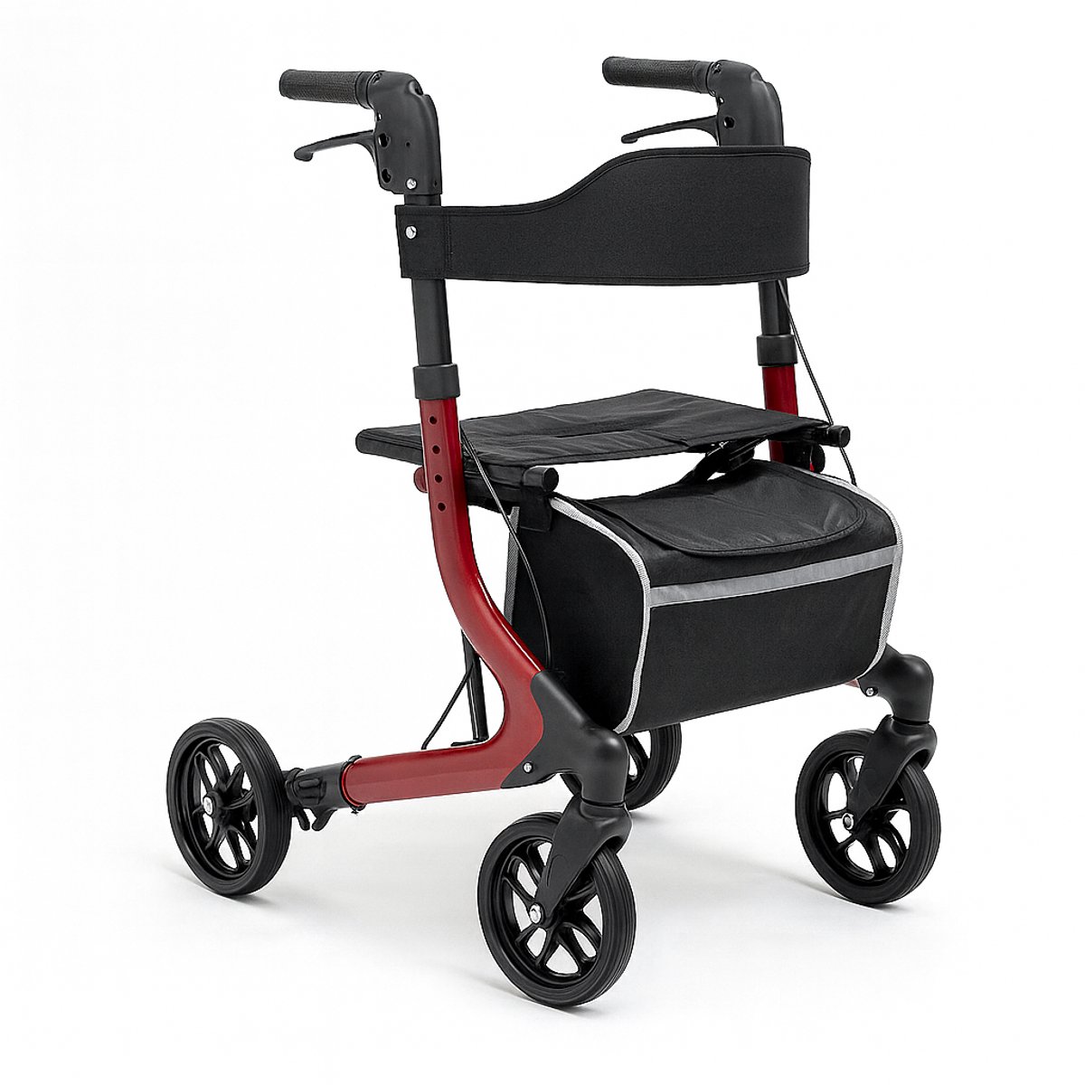 Rollator Plaza Lite Alu - Lichtgewicht - Anti-lek banden - Soft banden - Rood