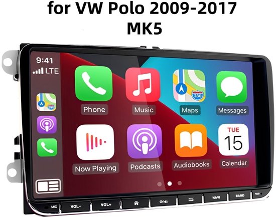 Autoradio Bluetooth - Auto Navigatiesysteem 9 Inch Android 15 Auto Radio Draadloze Carplay GPS Navi Back-Up Camera - Geschikt voor Volkswagen Jetta 2011-2018