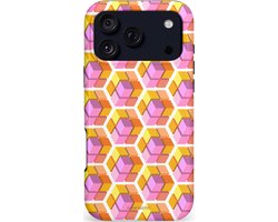 Casetastic hoesje geschikt voor Apple iPhone 17 Pro Max - MagSafe - Dubbellaagse bescherming - Pastel Hex Kunst - Fashion Case - Okergeel Lila Perzik Wit