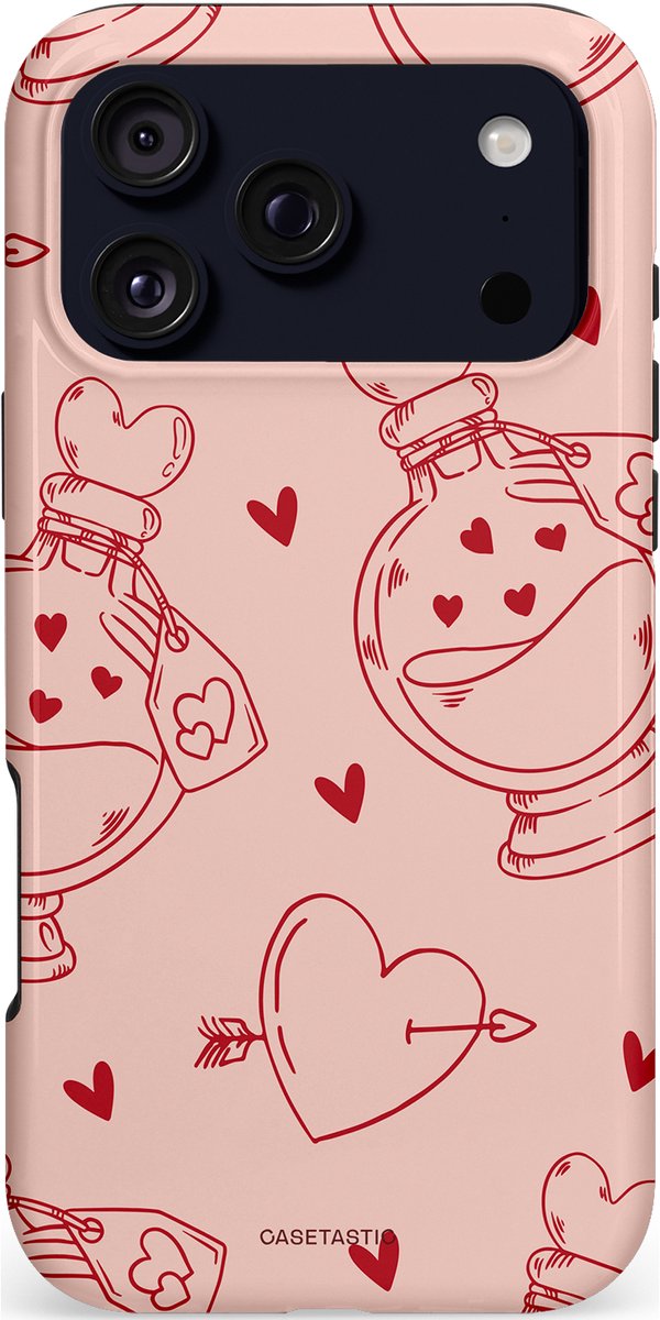 Casetastic Hoesje Geschikt voor Apple iPhone 17 Pro Max MagSafe - Stijlvolle Beschermende Duo-layer Case - Zoete Liefdesflirt - Roze Rood - Pafrum - Love You - Valentijn