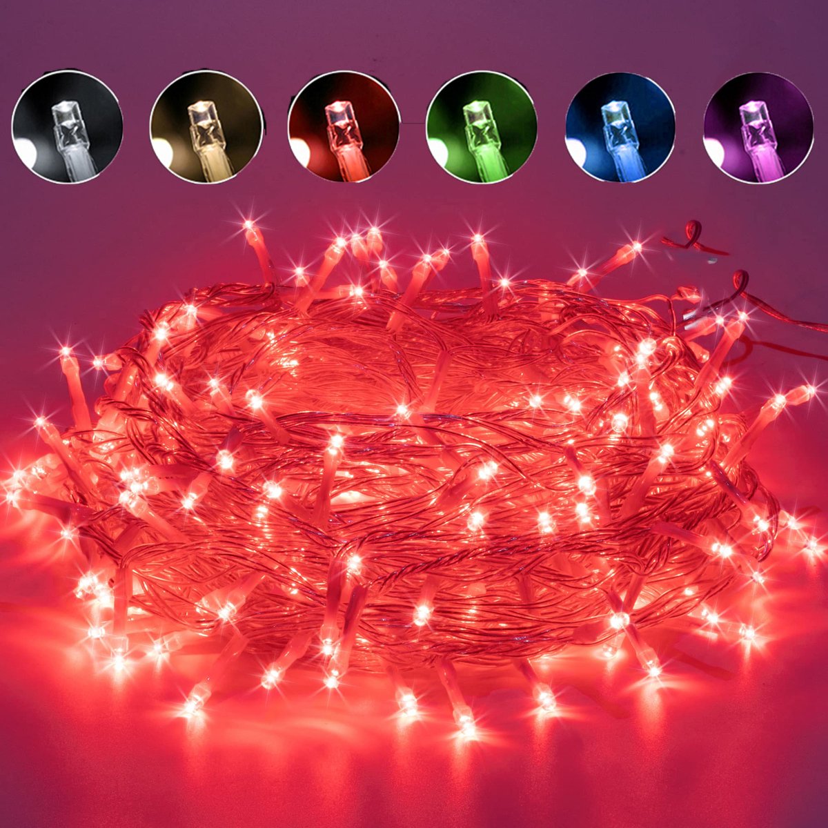 MUPOO Lichtsnoer Buiten en Binnen - IP44 100M 1000LEDs Rood licht -Fairy Light-8 Modes -fairy light- Kerstverlichting-Voor Buiten-Tuin-Schutting