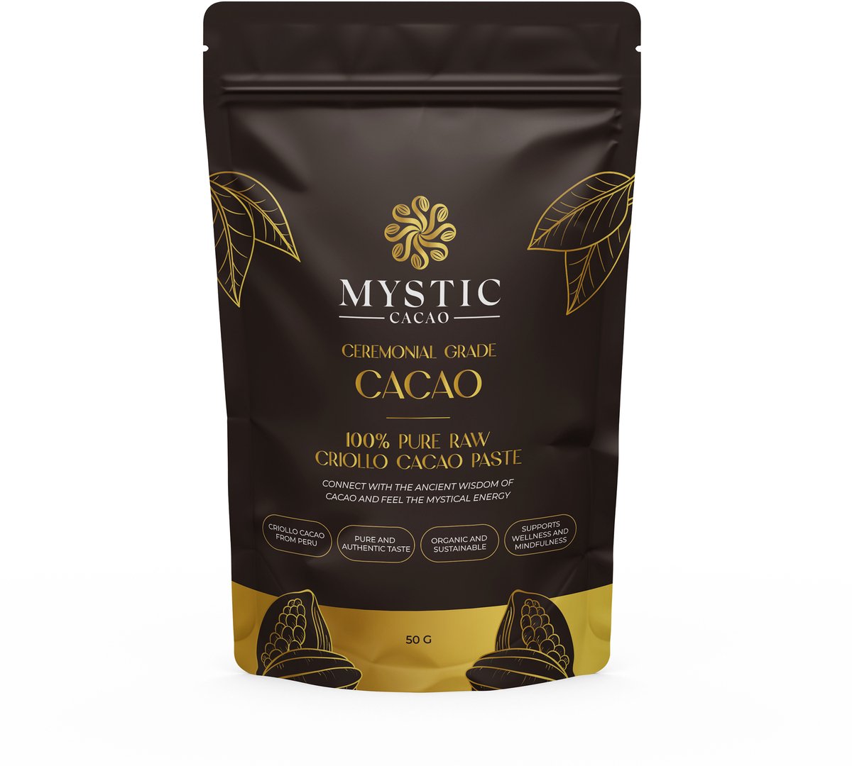 Cacao pasta Criollo Raw Biologisch – Ceremonial Grade (Mystic Cacao) 50 gram, Ceremoniële Pure Cacao Massa in brokken uit Peru voor Ceremonie of als gezonde snack - koffievervanger