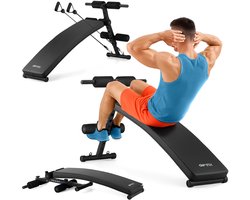 Gymtek® Fitnessbank - Trainingsbank - Sit Up Bank - Buikspierbank - Workout Bench - Inklapbaar - Verstelbar - tot 200 kg - 2 Weerstandsbanden