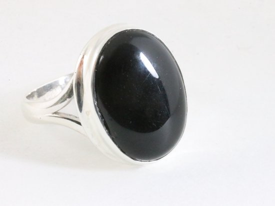 Bague en argent brillant avec onyx - taille 21