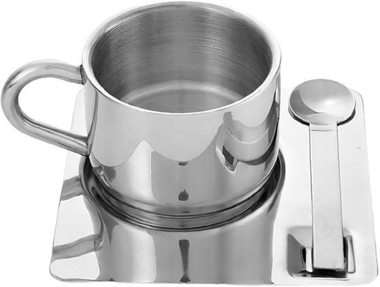 Set à Café – Service à café 2 pièces en acier inoxydable (acier inoxydable 304) – Design minimaliste moderne