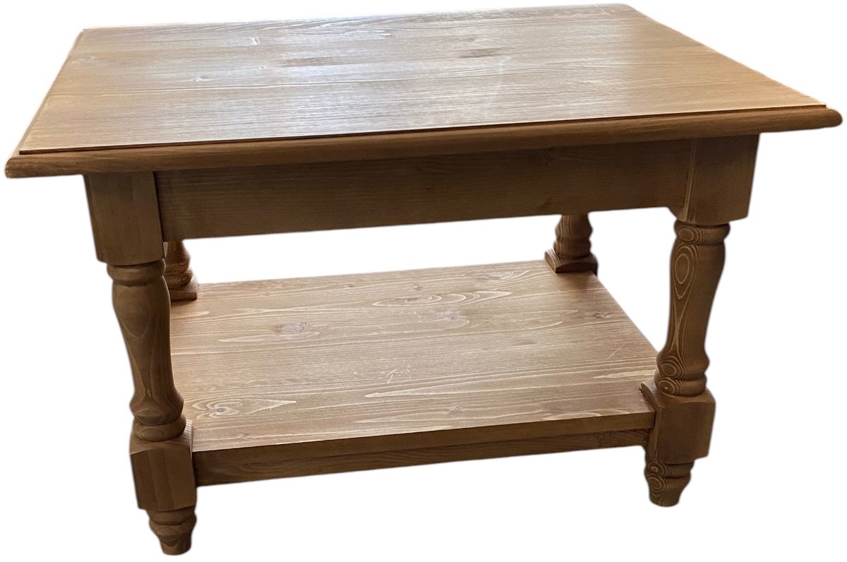 Landelijk houten salontafel met onderblad – (PS710)