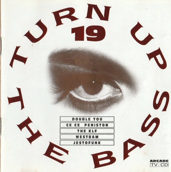 Albumhoes met tekst "TURN UP THE BASS 19" en een oogopslag.