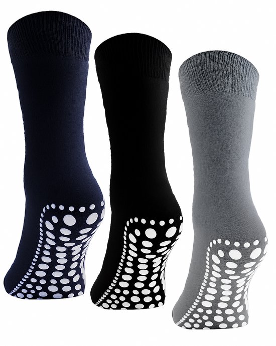 Huissokken anti slip - Antislip sokken - maat 43-46 - 1 paar - Grijs