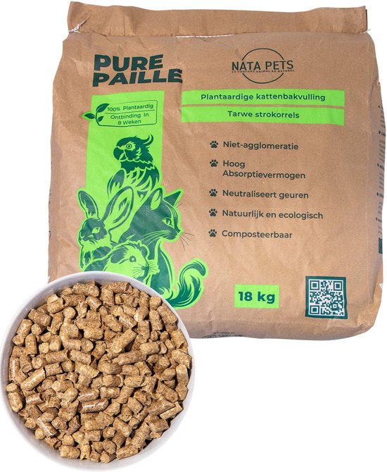 NataPets XL Stroverkorrels 18kg (30L) - Natuurlijke Bodembedekking - Stofvrij & Hoog Absorberend - Voor Konijnen en Knaagdieren