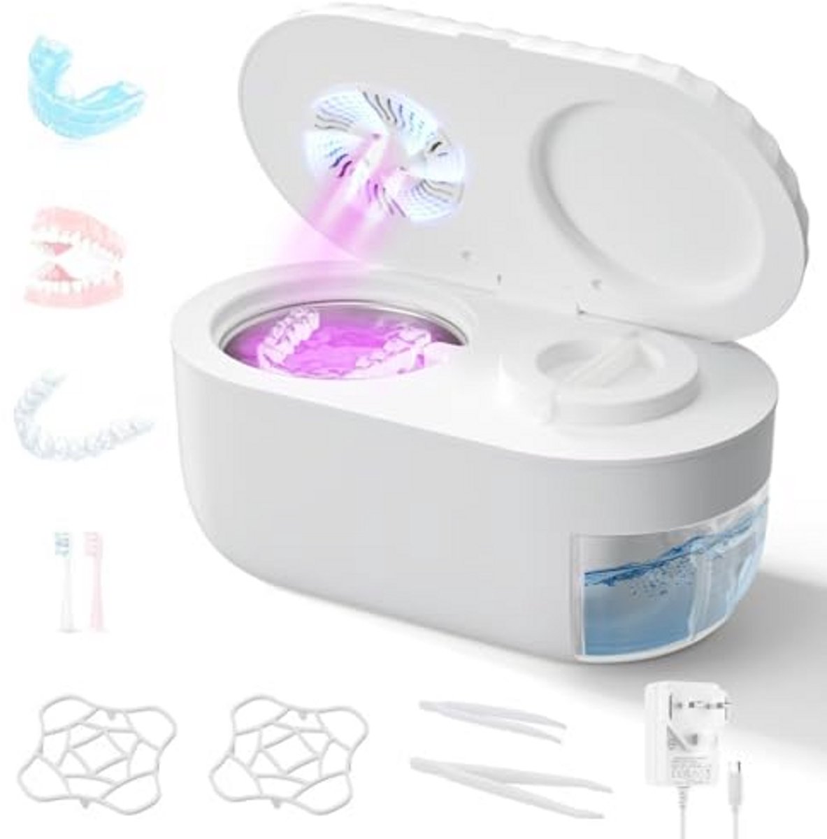Ultrasoon reinigingsapparaat voor kunstgebitten en mondaccessoires - Draagbare ultrasone reiniger met 45 kHz voor optimale reiniging