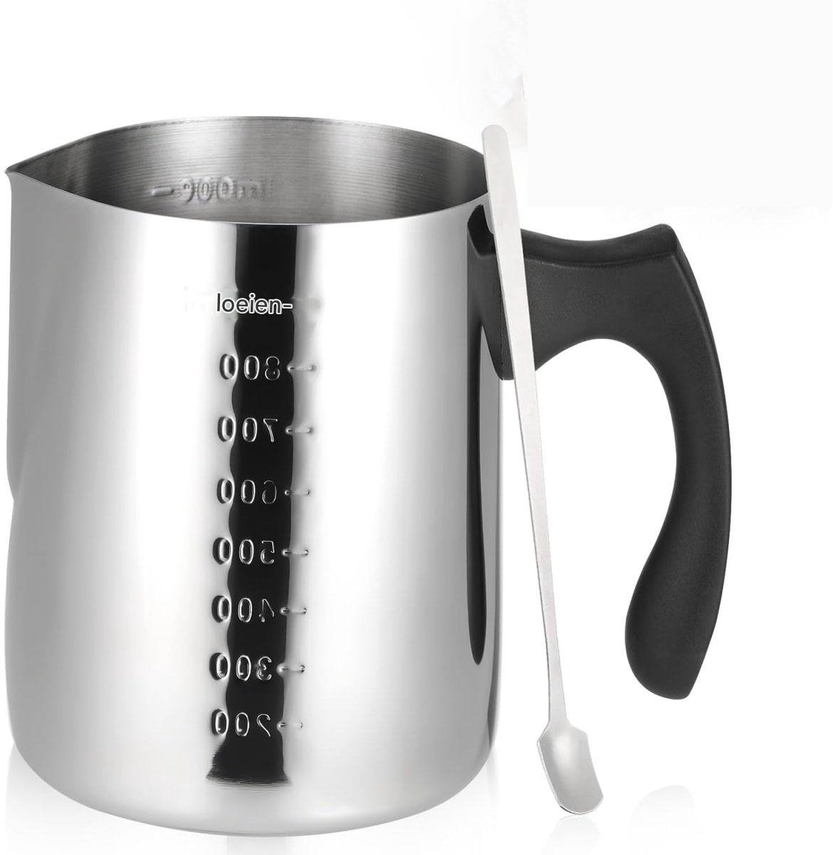 EXCITAT Smeltpot voor kaarsenwas - met maatverdeling - inclusief hittebestendige handgreep en lepel - geschikt voor het maken van kaarsen en zeep - roestvrij staal - 900 ml
