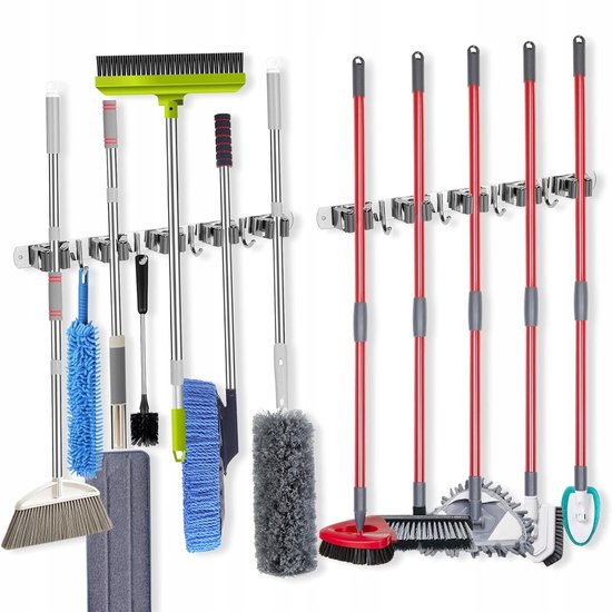 Bezemhouder - Opbergsysteem - Bezem Ophangsysteem - Ophanghaken - Tuingereedschap - Gereedschap Opbergen - 2 Stucks van Merkloos	 — afbeelding 2