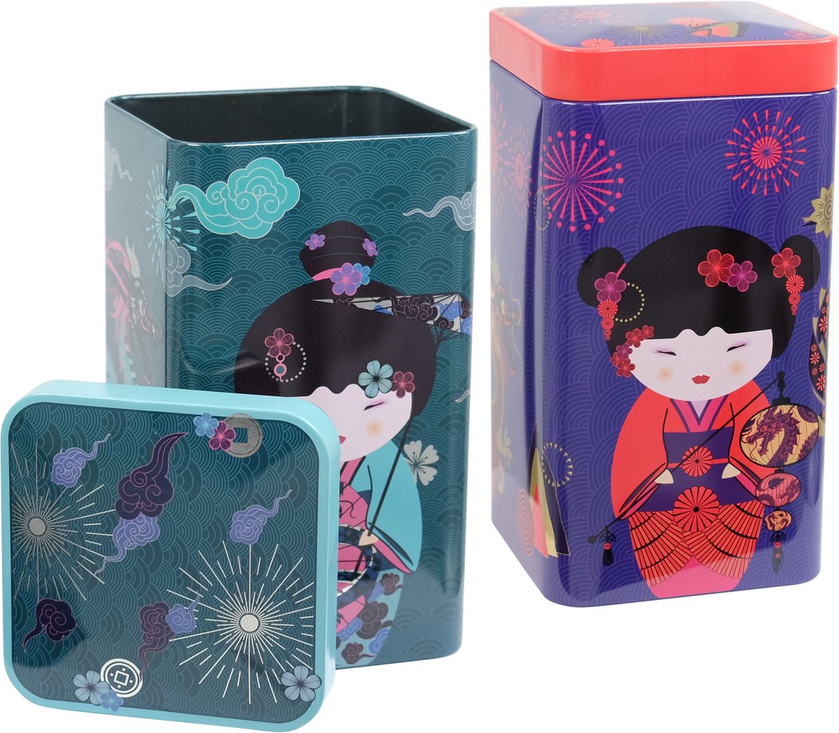 Eigenart Geisha Water & Fire - Set van 2 theeblikken 500g