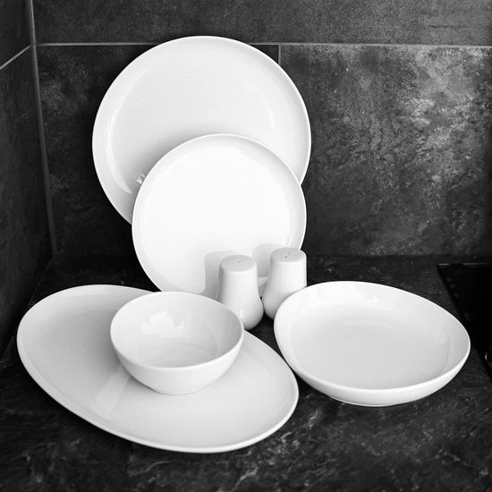 Almina Wave Biscuit - Porseleinen Serviesset - 27-delig - Crème - 6-Pe