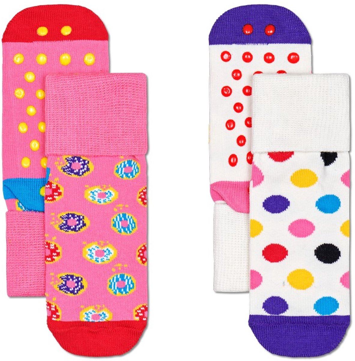 Happy Socks KDON19-3300 2-Pack Kids Donut Anti Slip 6-12M